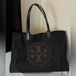 Tory Burch Ella Large Tote Bag | Black | Leather/ Nylon